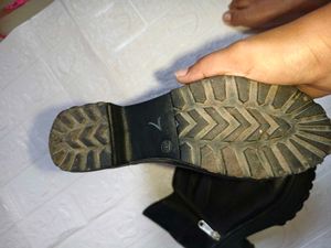 9 inches/UK 5 Black Ankle Boots