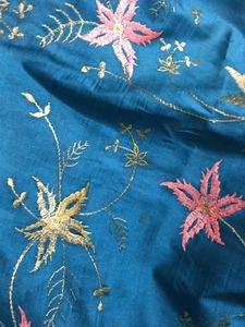Teal Embroidered Dress Material