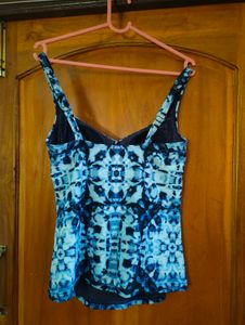 Blue Patterned Bustier Top