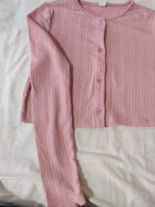 Pink Crop Cardigan