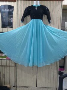 Sky Blue And Black Gown