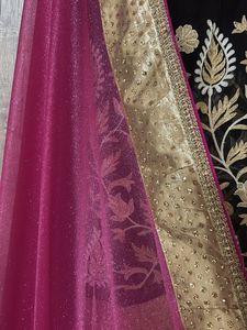 Embroidered Black Saree