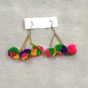 Colorful Pom-Pom Earrings