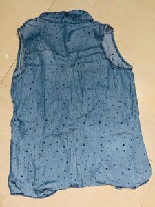 Denim Sleeveless Button-Down