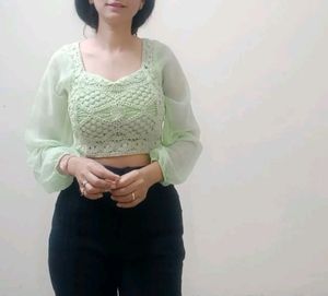 Light Parrot Colour CROP Top