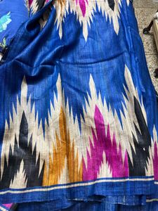 Blue used tussar Saree