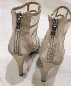 Partywear Sparkling Golden Heels Net Boots