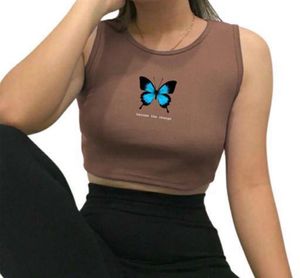 Butterfly Graphic Crop Tank Top
