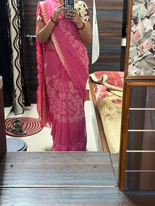 Daily uses Pink Floral Chiffon Saree