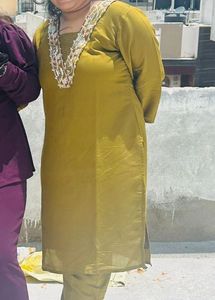 Olive Green Embellished Kurta Set