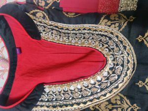 Double Layer Anarkali With Embroidered Neck (xxl)