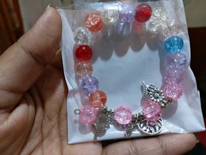 Pink Beaded Charm Bracelet