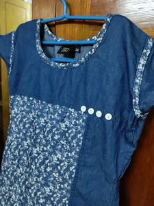 Floral Denim Tunic Top