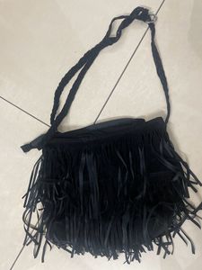 Black Fringed Bag