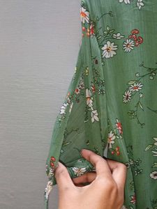 Green Floral Print Dress