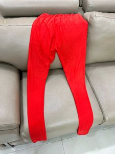 Red Drape Saree With Leggings