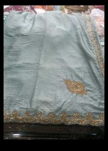 Elegant Black &amp; Gold Saree 1400  Price Hand Work