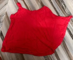 Red Sequin Embellished One-Shoulder Top