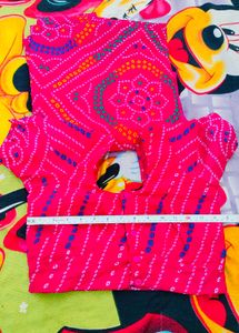 Pink Bandhani Saree With Blouse