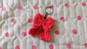 Red Crochet Bow Keychain