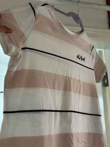 T-shirt- Peach And White