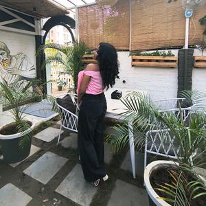 Pink One-Shoulder Tie Top