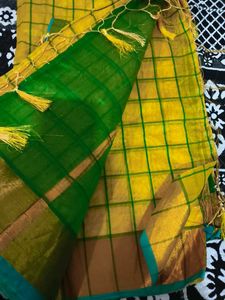 Yellow &amp; Green Saree with Blouse