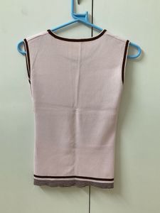 Brown Knit + Pink  Tank Top