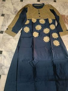 Navy & Gold Embroidered Dress