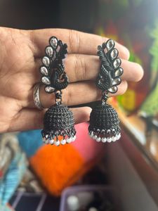 Oxidized Jhumka Earrings