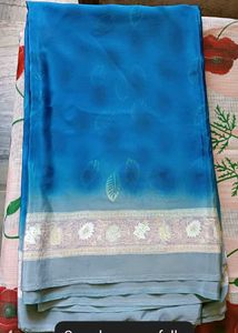 Elegant Blue Printed Saree