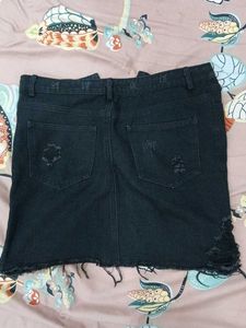 Distressed Denim Mini Skirt