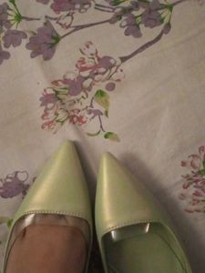 Lime Square-Toe Block Heels
