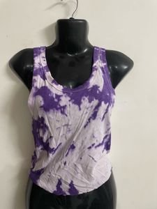 Purple N White Tie Dye Tank Top