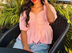 Pink Puff Sleeve Top