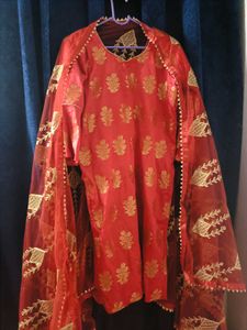Red & Gold Kurta Set