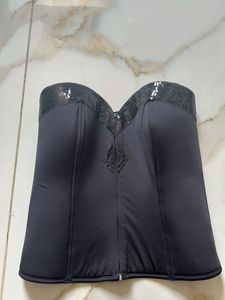 Sequin Trim Black Corset Top