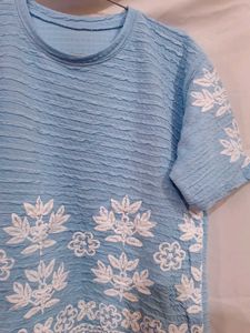 Blue Embroidered Women's Top