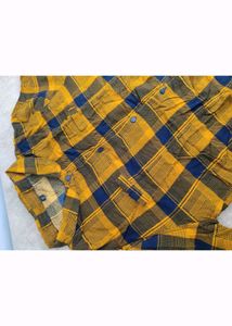 Mustard Check Shirt Top