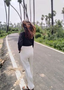 White Wide Leg Pant And Black Top