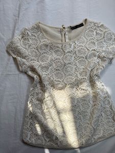 Zara White Lace Top