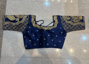 Navy &amp; Gold Embroidered Blouse(brand New)
