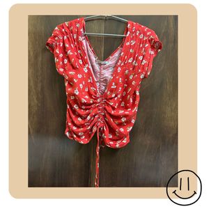 Deep Red Flowery Top