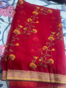 Elegant Red Floral Saree