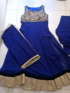 Elegant Blue Embroidered Anarkali Suit