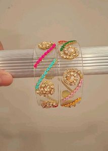 Colorful Embellished Transparent Glass Bangles