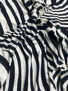 Abstract Striped Black &amp; White Maxi Dress