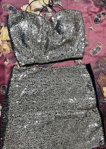 Shimmer Coord Set Top And Skirt