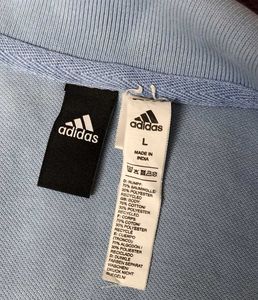Adidas Men Blue Cotton Mix Polo Shirt