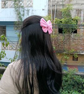 Pink Crochet Bow Hair Clip (All Colour Available)